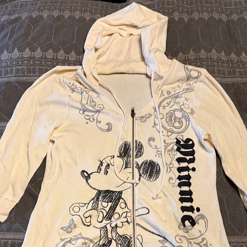 Cream Disney Hoodie with Mickey Mouse Design